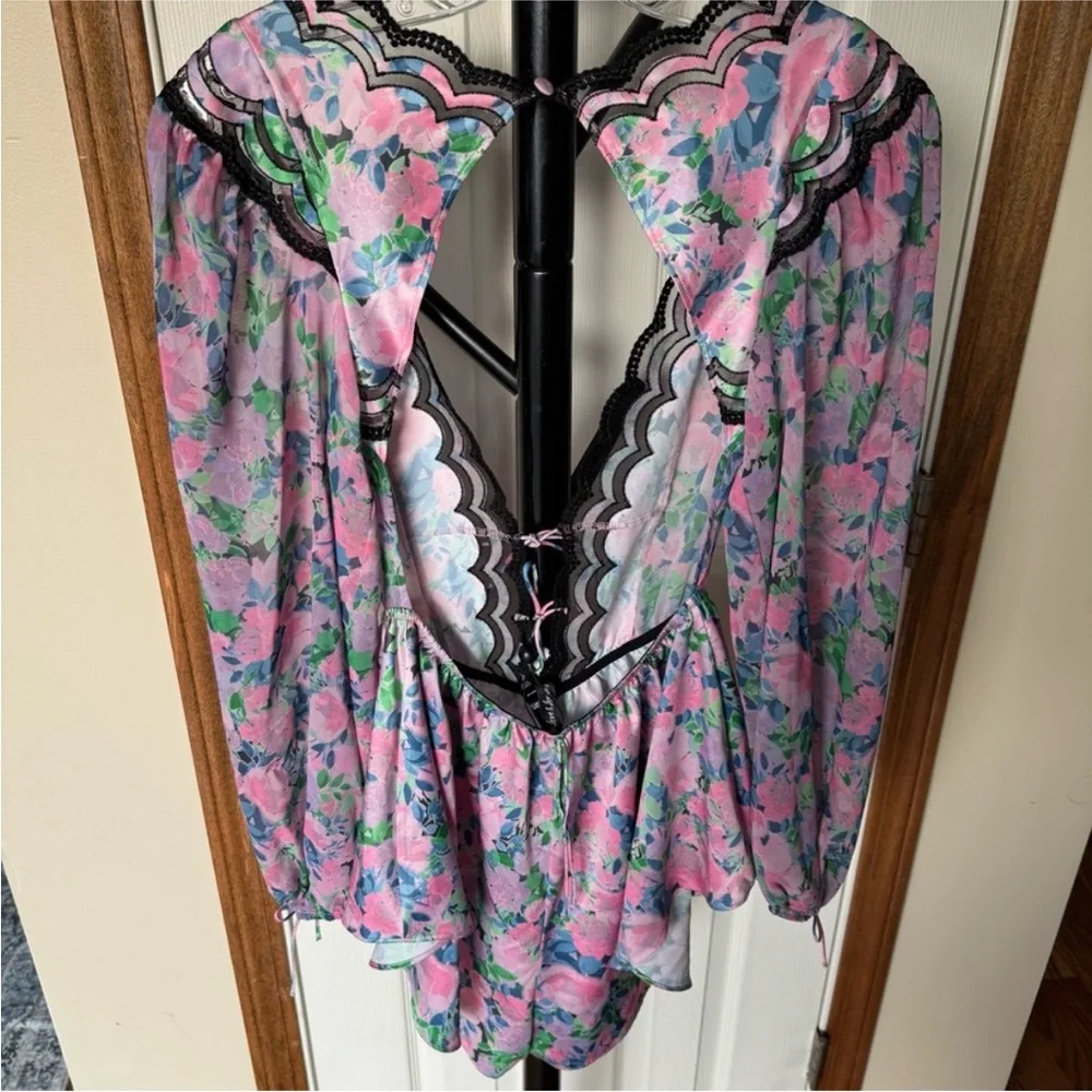 NWT For Love and Lemons Odette Floral Lace Romper